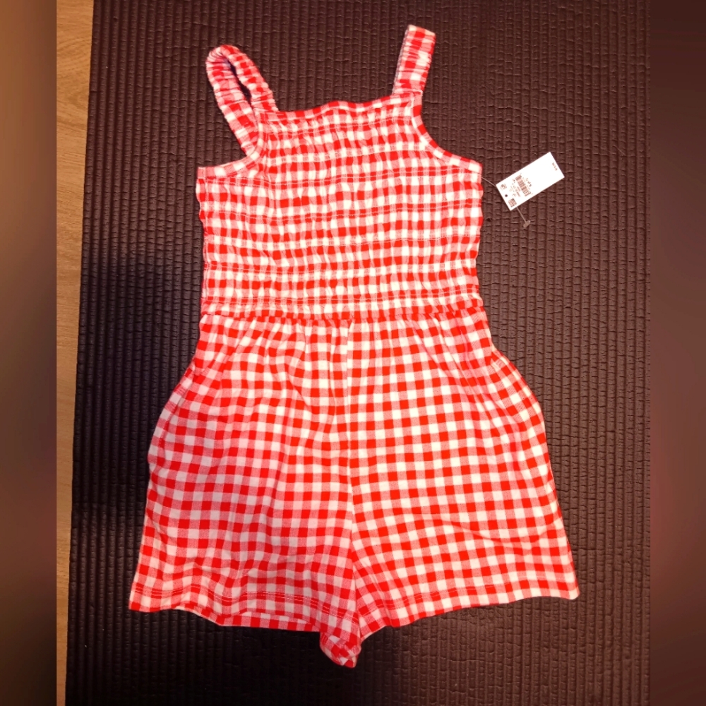 NWTS Red Gingham Print Romper S (6-7)